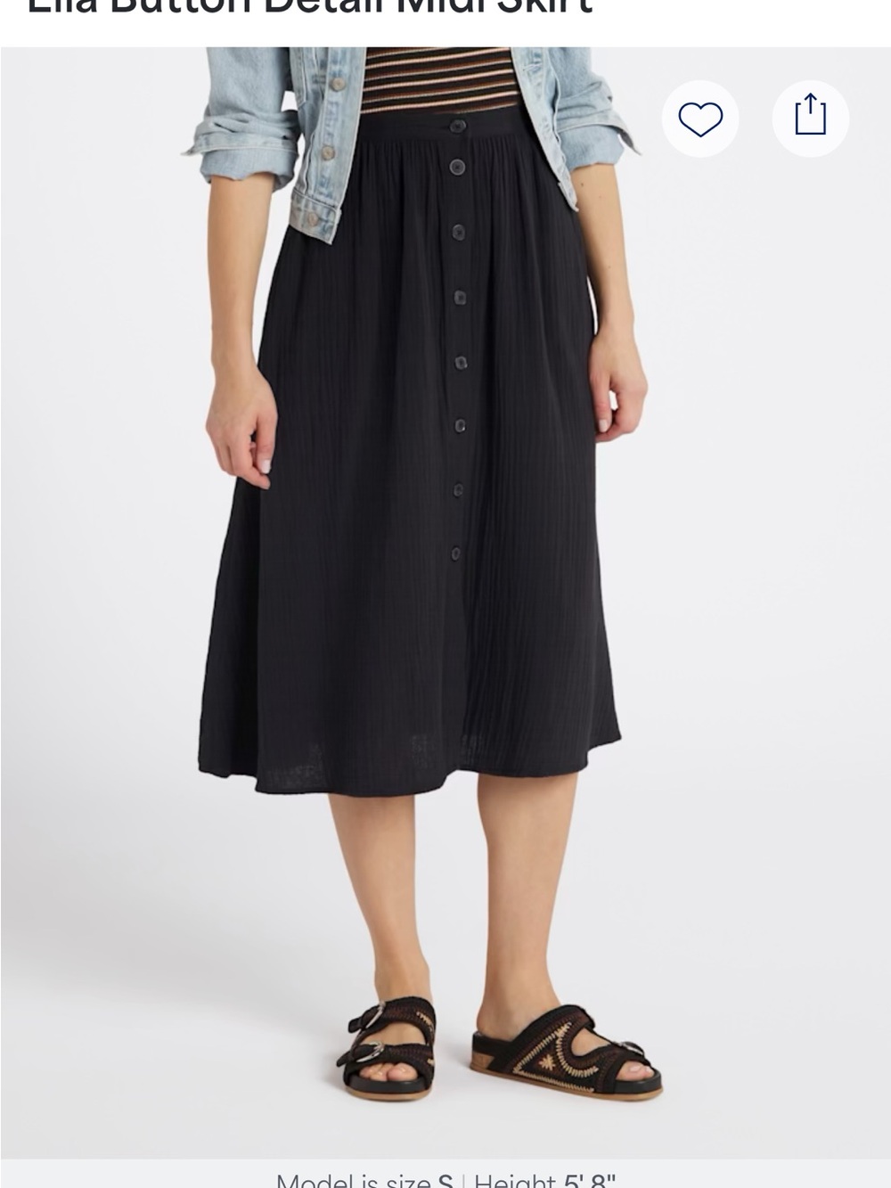 Lila Button-Front Midi Skirt - Black